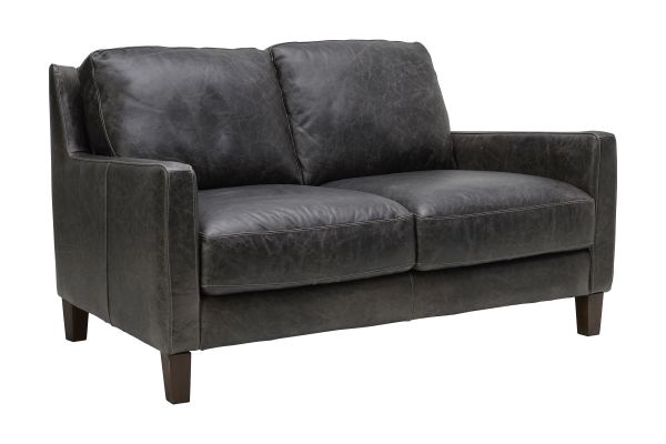 Waco Grey Leather Loveseat