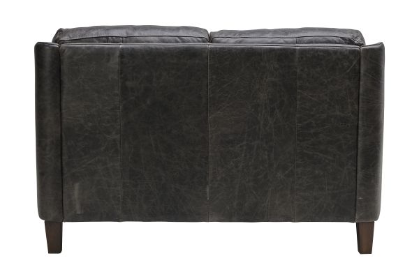 Waco Grey Leather Loveseat
