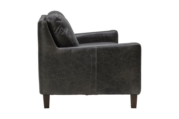 Waco Grey Leather Loveseat