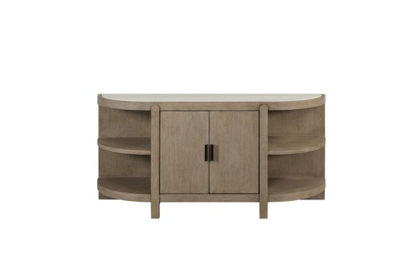 Trilogy Curved 2-Door Console Table w/ Marble Top - Toffee