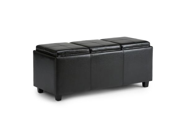 Avalon Storage Ottoman - Black