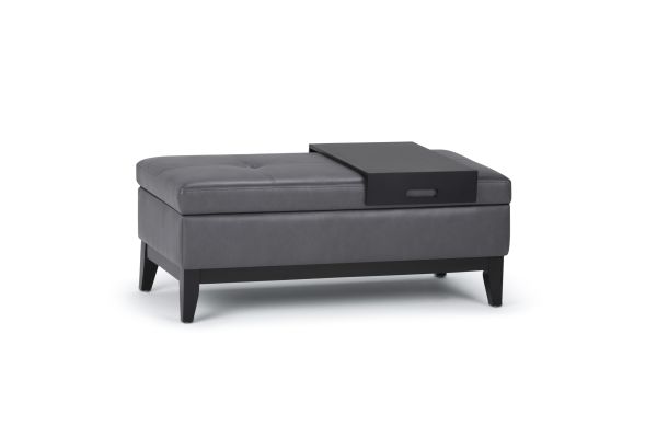Oregon Storage Ottoman Bench with Tray - Grey