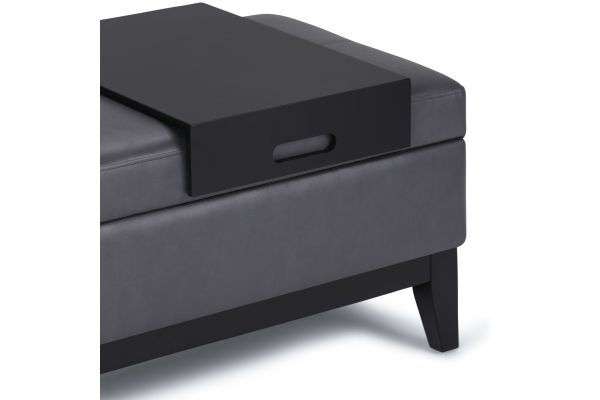 Oregon Storage Ottoman Bench with Tray - Grey