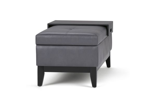 Oregon Storage Ottoman Bench with Tray - Grey