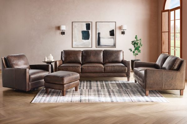 Waco Brown Leather Loveseat