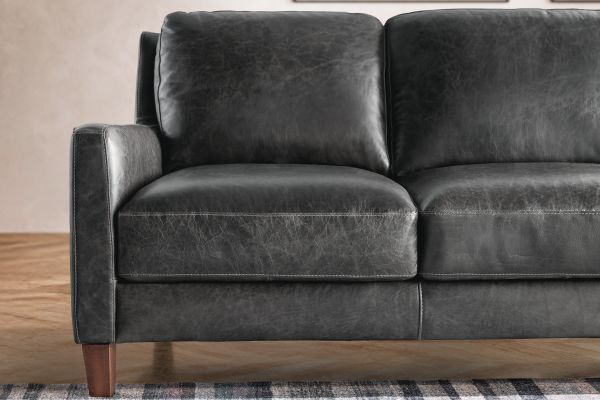 Waco Grey Leather Loveseat
