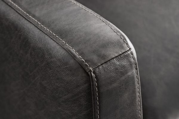 Waco Grey Leather Loveseat