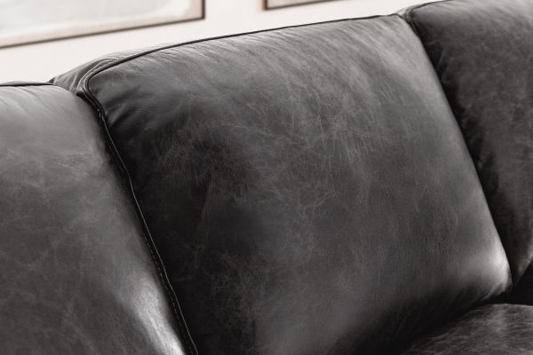 Waco Grey Leather Loveseat