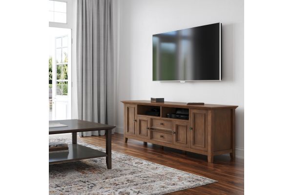 Amherst 72 inch Wide TV Media Stand - Rustic Natural Aged Brown