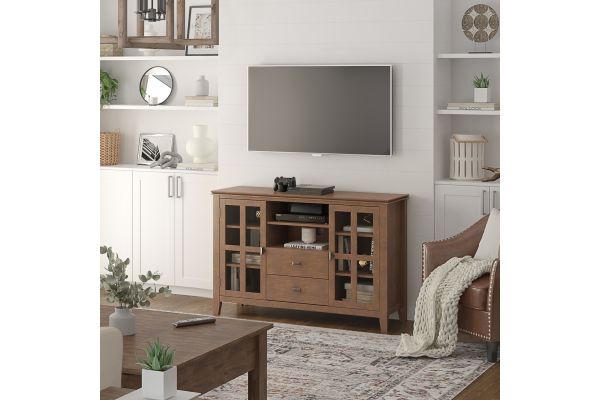 Artisan Tall TV Media Stand - Rustic Natural Aged Brown