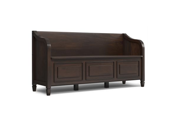 Connaught Wide Entryway Storage Bench - Dark Chestnut Brown