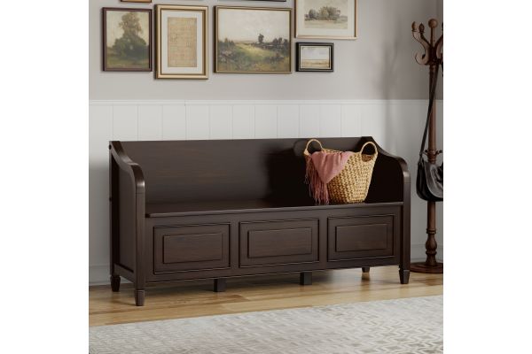Connaught Wide Entryway Storage Bench - Dark Chestnut Brown