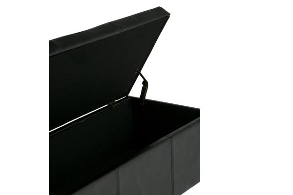 Avalon Storage Ottoman Bench - Midnight Black