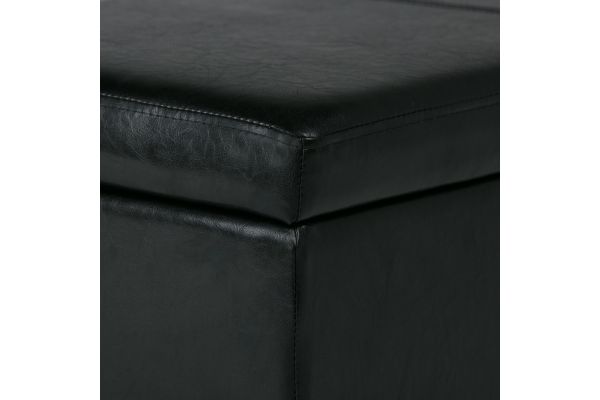 Avalon Storage Ottoman Bench - Midnight Black