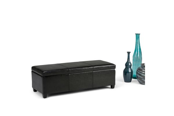 Avalon Storage Ottoman Bench - Midnight Black