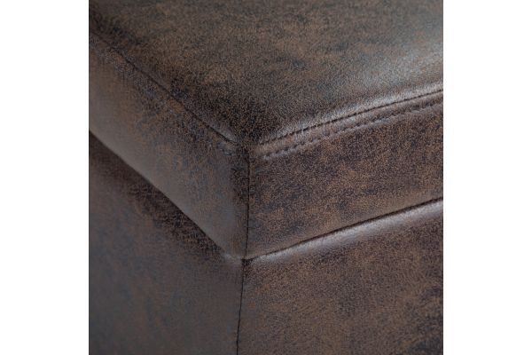 Avalon Storage Ottoman Bench - Distressed Brown