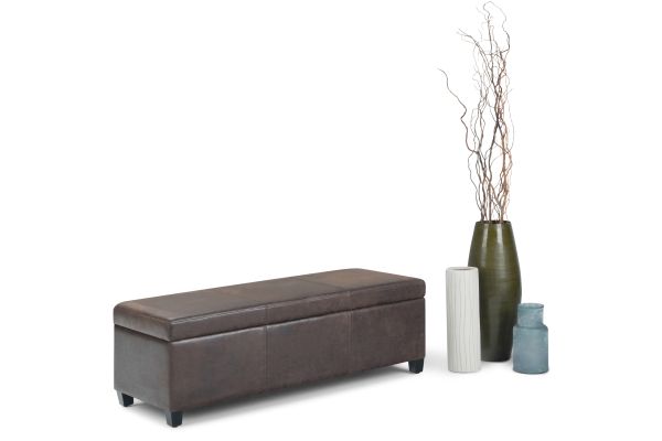 Avalon Storage Ottoman Bench - Distressed Brown