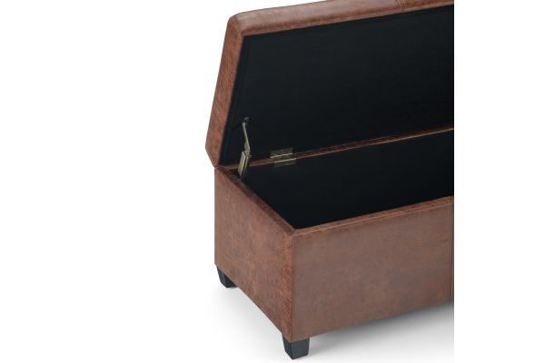 Avalon Storage Ottoman Bench - Distressed Umber Brown