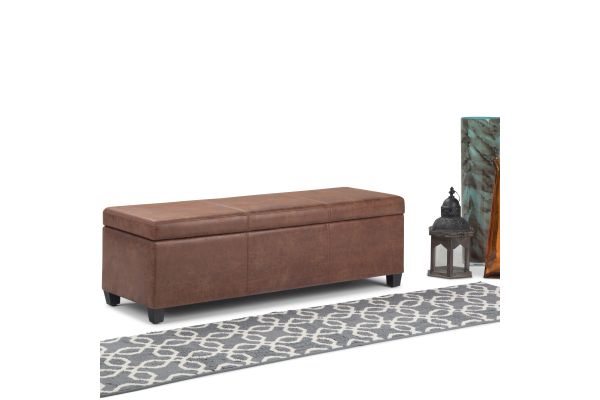 Avalon Storage Ottoman Bench - Distressed Umber Brown