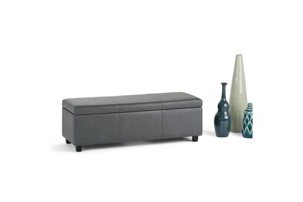 Avalon Storage Ottoman Bench - Stone Grey