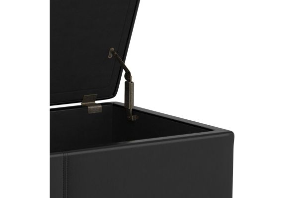 Avalon Extra Large Storage Ottoman Bench - Midnight Black