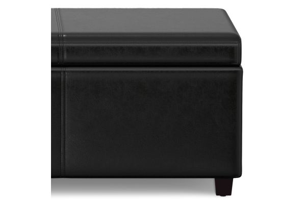 Avalon Extra Large Storage Ottoman Bench - Midnight Black