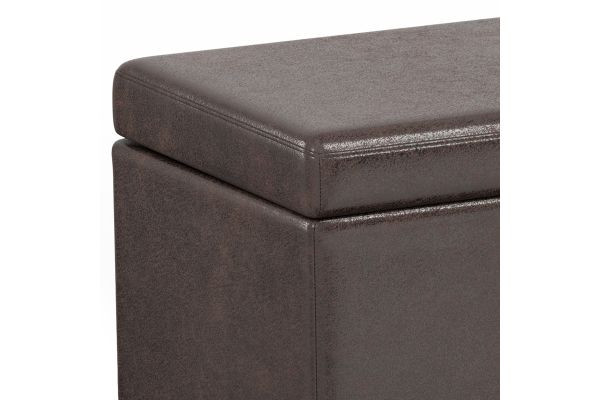 Avalon Extra Large Storage Ottoman Bench - Distressed Brown