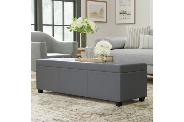 Avalon Extra Large Storage Ottoman Bench - Stone Grey