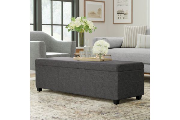 Avalon Extra Large Storage Ottoman Bench - Slate Grey