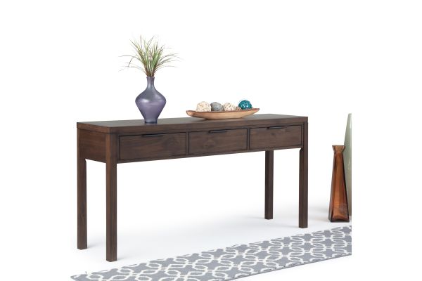 Hollander Wide Console Table - Warm Walnut Brown