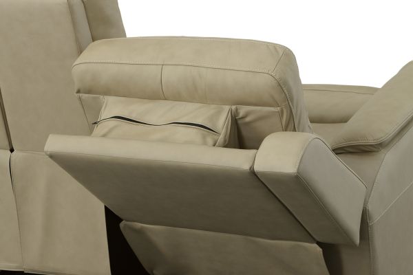 Oliver Beige Triple Power Reclining Leather Console Loveseat