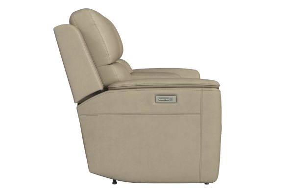 Oliver Beige Triple Power Reclining Leather Console Loveseat