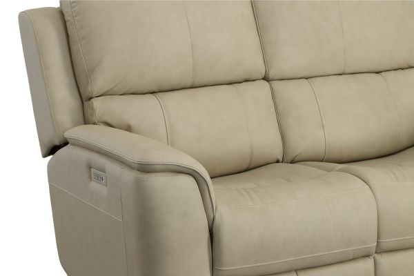 Oliver Beige Triple Power Reclining Leather Loveseat