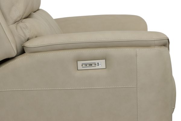 Oliver Beige Triple Power Reclining Leather Loveseat