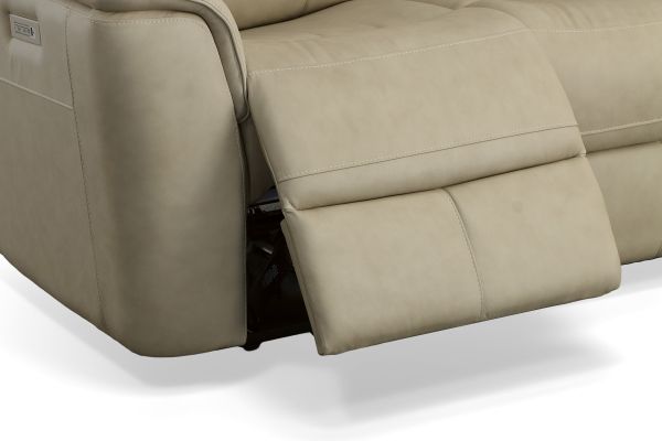 Oliver Beige Triple Power Reclining Leather Loveseat