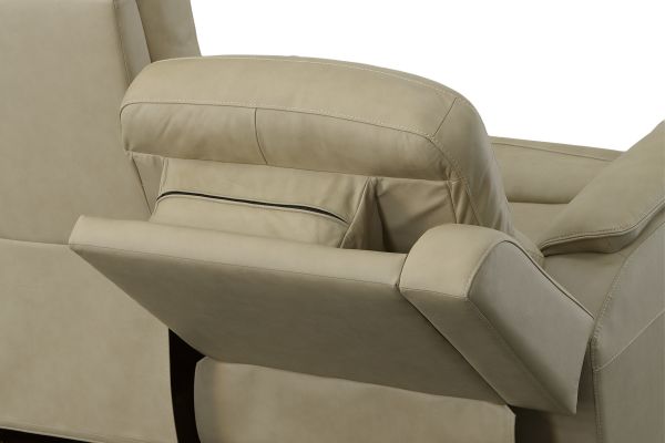 Oliver Beige Triple Power Reclining Leather Loveseat