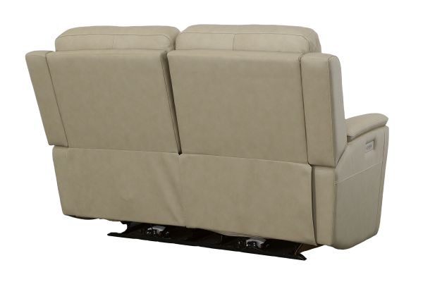 Oliver Beige Triple Power Reclining Leather Loveseat