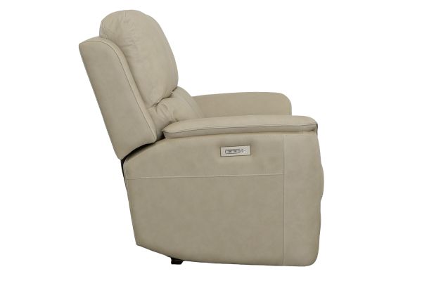 Oliver Beige Triple Power Reclining Leather Loveseat