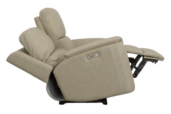 Oliver Beige Triple Power Reclining Leather Loveseat