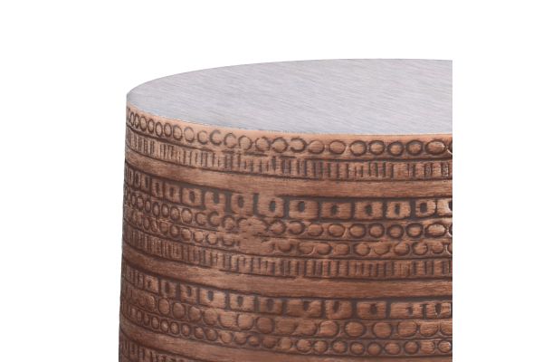 Johnsen 15-inch Tribal Pattern Accent Table - Antique Copper