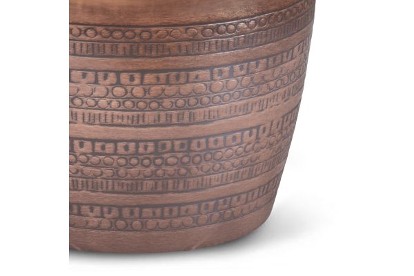Johnsen 15-inch Tribal Pattern Accent Table - Antique Copper