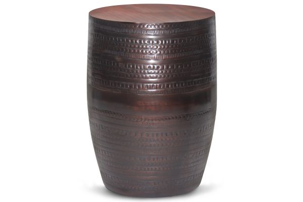 Johnsen 15-inch Tribal Pattern Accent Table - Bronze