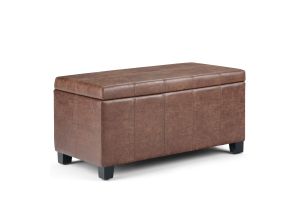 Dover Storage Ottoman Bench - Distressed Umber Brown