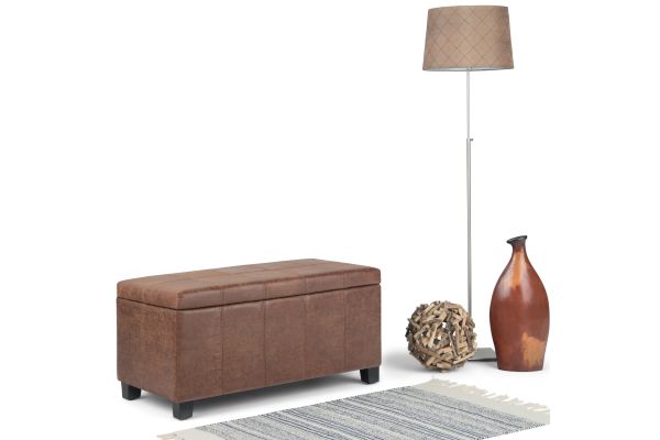 Dover Storage Ottoman Bench - Distressed Umber Brown