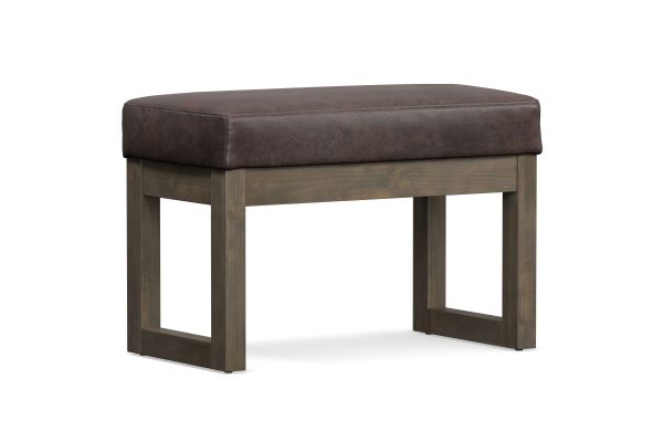 Milltown Footstool Small Ottoman Bench - Distressed Brown