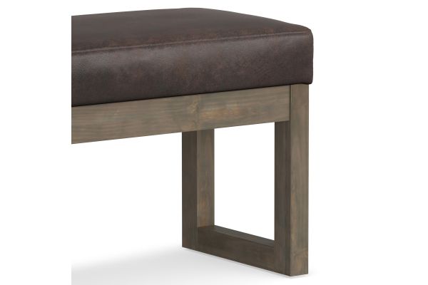 Milltown Footstool Small Ottoman Bench - Distressed Brown
