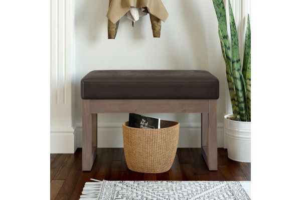 Milltown Footstool Small Ottoman Bench - Distressed Brown