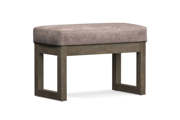 Milltown Footstool Small Ottoman Bench - Distressed Grey Taupe