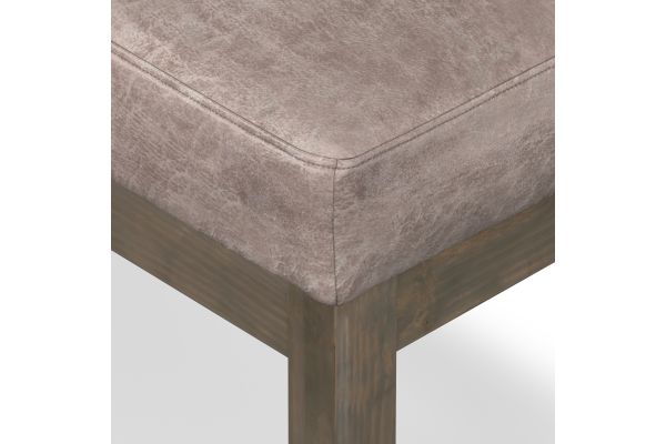 Milltown Footstool Small Ottoman Bench - Distressed Grey Taupe