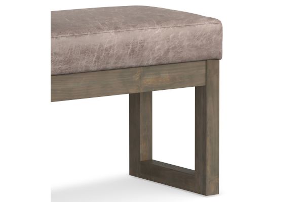 Milltown Footstool Small Ottoman Bench - Distressed Grey Taupe